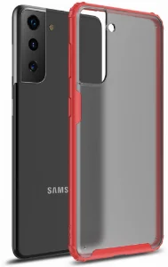 Samsung Galaxy S22 Kılıf Volks Serisi Kenarları Silikon Arkası Şeffaf Sert Kapak - Kırmızı
