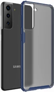 Samsung Galaxy S22 Kılıf Volks Serisi Kenarları Silikon Arkası Şeffaf Sert Kapak - Lacivert