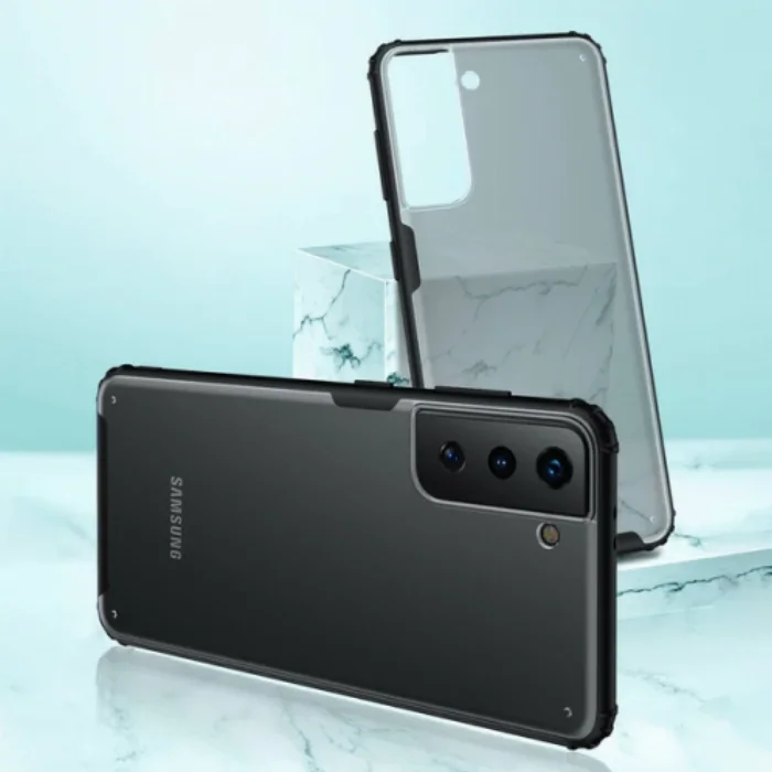 Samsung Galaxy S22 Kılıf Volks Serisi Kenarları Silikon Arkası Şeffaf Sert Kapak - Siyah