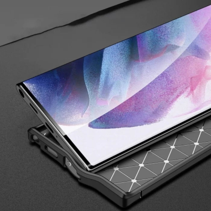 Samsung Galaxy S22 Ultra Kılıf Deri Görünümlü Parmak İzi Bırakmaz Niss Silikon - Siyah