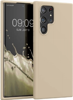 Samsung Galaxy S22 Ultra Kılıf İnce Soft Mat Renkli Esnek Silikon Kapak - Gold