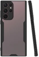 Samsung Galaxy S22 Ultra Kılıf Kamera Lens Korumalı Arkası Şeffaf Silikon Kapak - Siyah