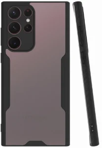 Samsung Galaxy S22 Ultra Kılıf Renkli Silikon Kamera Lens Korumalı Şeffaf Parfe Kapak - Siyah