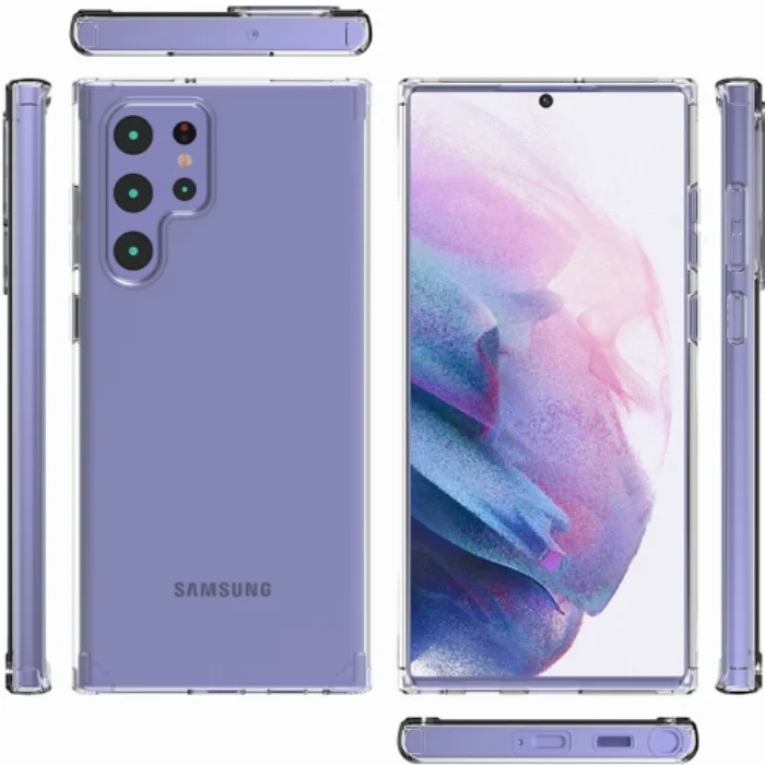 Samsung Galaxy S22 Ultra Kılıf Korumalı Kenarları Silikon Arkası Sert Coss Kapak  - Şeffaf