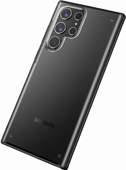 Samsung Galaxy S22 Ultra Kılıf Volks Serisi Kenarları Silikon Arkası Şeffaf Sert Kapak - Siyah