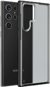 Samsung Galaxy S22 Ultra Kılıf Volks Serisi Kenarları Silikon Arkası Şeffaf Sert Kapak - Siyah