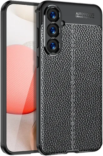 Samsung Galaxy S23 FE Kılıf Deri Görünümlü Parmak İzi Bırakmaz Niss Silikon - Siyah