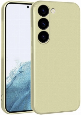 Samsung Galaxy S23 Kılıf İnce Soft Mat Renkli Esnek Silikon Kapak - Gold