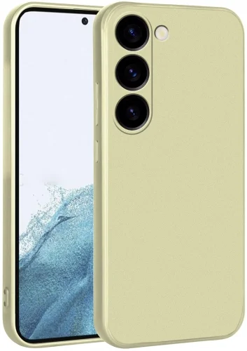 Samsung Galaxy S23 Kılıf İnce Mat Esnek Silikon - Gold