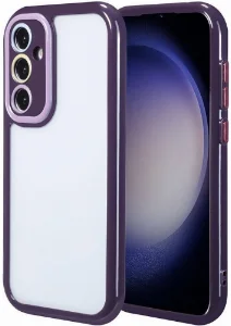 Samsung Galaxy S23 Kılıf Kamera Korumalı Renkli Kenar ve Çerçeve Tasarımlı Vitamin Kapak - Koyu Mor