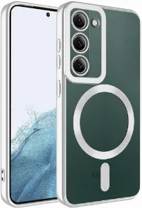 Samsung Galaxy S23 Plus Kılıf Magsafe Wireless Şarj Özellikli Zore Setro Silikon - Gümüş