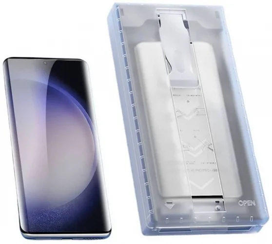 Samsung Galaxy S23 Ultra Ekran Koruyucu Kolay Uygulama Aparatlı Easy Body - Şeffaf