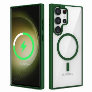 Samsung Galaxy S23 Ultra Kılıf Magsafe Wireless Şarj Özellikli Silikon Zore Ege Kapak - Yeşil
