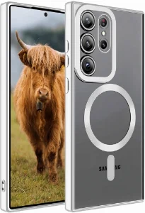 Samsung Galaxy S23 Ultra Kılıf Magsafe Wireless Şarj Özellikli Zore Setro Silikon - Gümüş