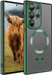 Samsung Galaxy S23 Ultra Kılıf Magsafe Wireless Şarj Özellikli Zore Setro Silikon - Koyu Yeşil