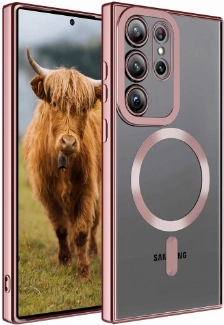 Samsung Galaxy S23 Ultra Kılıf Magsafe Wireless Şarj Özellikli Zore Setro Silikon - Rose Gold