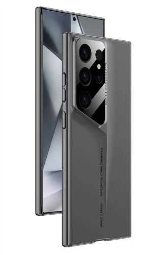 Samsung Galaxy S23 Ultra Kılıf Ultra İnce Kameralı Korumalı Sert Rubber Procase Kapak - Gri