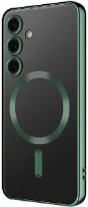 Samsung Galaxy S24 Kılıf Kamera Korumalı Şeffaf Magsafe Wireless Şarj Özellikli Demre Kapak - Koyu Yeşil