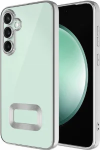Samsung Galaxy S24 Kılıf Kamera Korumalı Silikon Logo Açık Omega Kapak - Gümüş