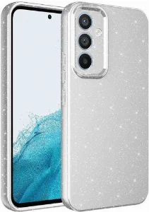 Samsung Galaxy S24 Kılıf Kamera Korumalı Simli Parlak Lüks Silikon Koton Kapak - Gümüş