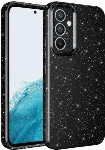 Samsung Galaxy S24 Plus Kılıf Kamera Korumalı Simli Parlak Lüks Silikon Koton Kapak - Siyah