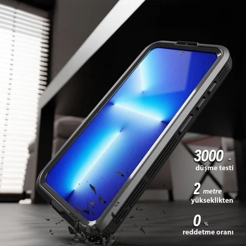 Samsung Galaxy S24 Plus Kılıf Su Geçirmez Toza Dayanıklı IP68 Sertifikalı 360 Tam Koruma Kapak - Siyah