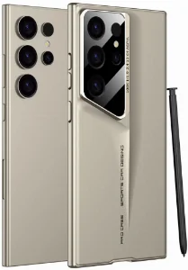 Samsung Galaxy S24 Ultra Kılıf Ultra İnce Kameralı Korumalı Sert Rubber Procase Kapak - Gold