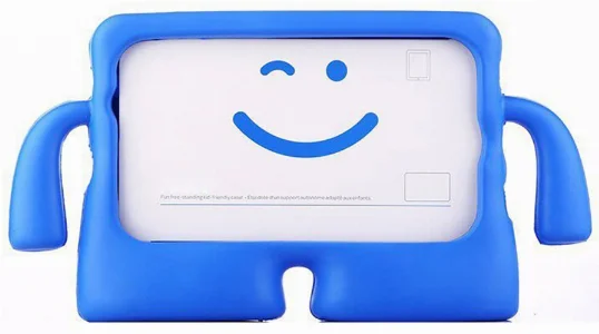 Samsung Galaxy Tab A 10.5 - T590 Kılıf Çocuklar İçin Standlı Eğlenceli Korumalı Silikon Tablet Kılıfı - Mavi
