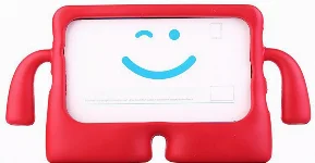 Samsung Galaxy Tab A7 T500 Kılıf Çocuklar İçin Standlı Eğlenceli Korumalı Silikon Tablet Kılıfı - Kırmızı