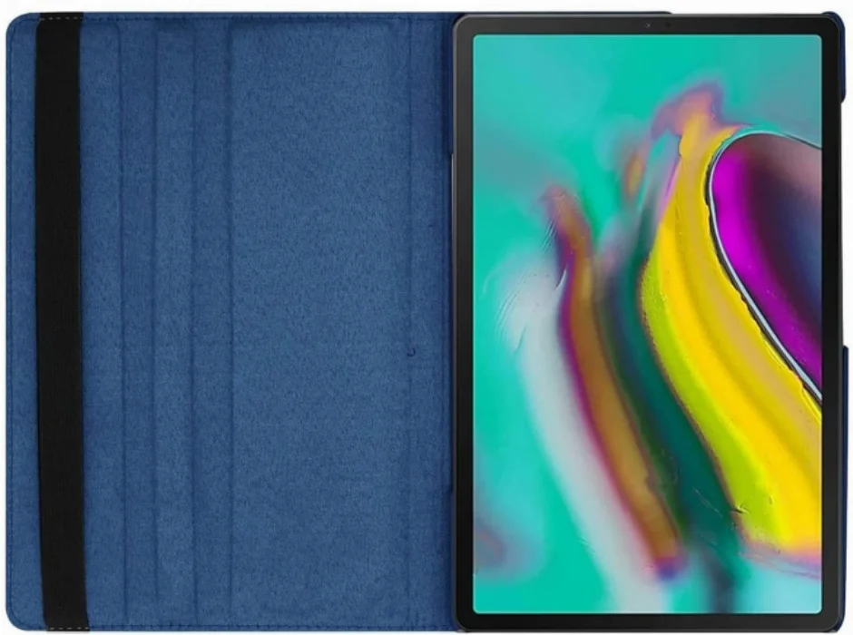 Samsung Galaxy Tab A7 T500 Tablet Kılıfı 360 Derece Dönebilen Standlı Kapak - Lacivert