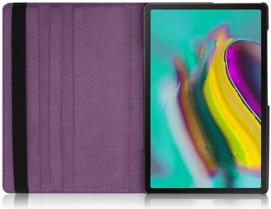 Samsung Galaxy Tab A7 T500 Tablet Kılıfı 360 Derece Dönebilen Standlı Kapak - Mürdüm
