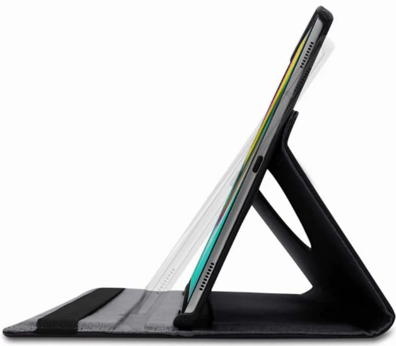 Samsung Galaxy Tab A7 T500 Tablet Kılıfı 360 Derece Dönebilen Standlı Kapak - Siyah