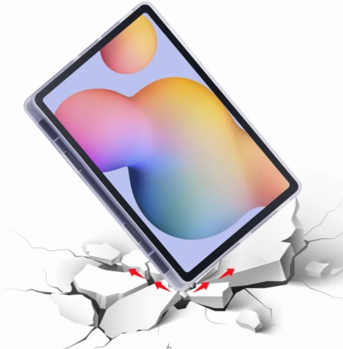 Samsung Galaxy Tab A7 T500 Tablet Kılıfı Standlı Tri Folding Kalemlikli Silikon Smart Cover - Lacivert