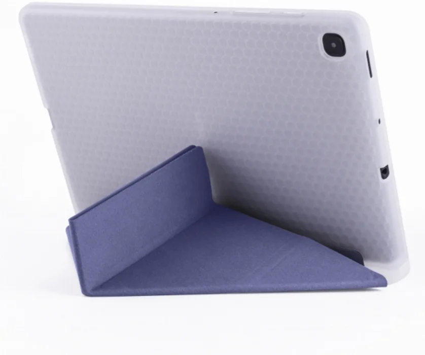 Samsung Galaxy Tab A7 T500 Tablet Kılıfı Standlı Tri Folding Kalemlikli Silikon Smart Cover - Mor