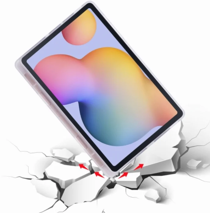 Samsung Galaxy Tab A7 T500 Tablet Kılıfı Standlı Tri Folding Kalemlikli Silikon Smart Cover - Pembe