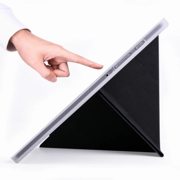 Samsung Galaxy Tab A7 T500 Tablet Kılıfı Standlı Tri Folding Kalemlikli Silikon Smart Cover - Siyah
