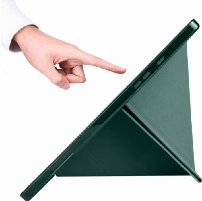 Samsung Galaxy Tab A8 10.5 SM-X200 Tablet Kılıfı Standlı Tri Folding Kalemlikli Silikon Smart Cover - Koyu Yeşil
