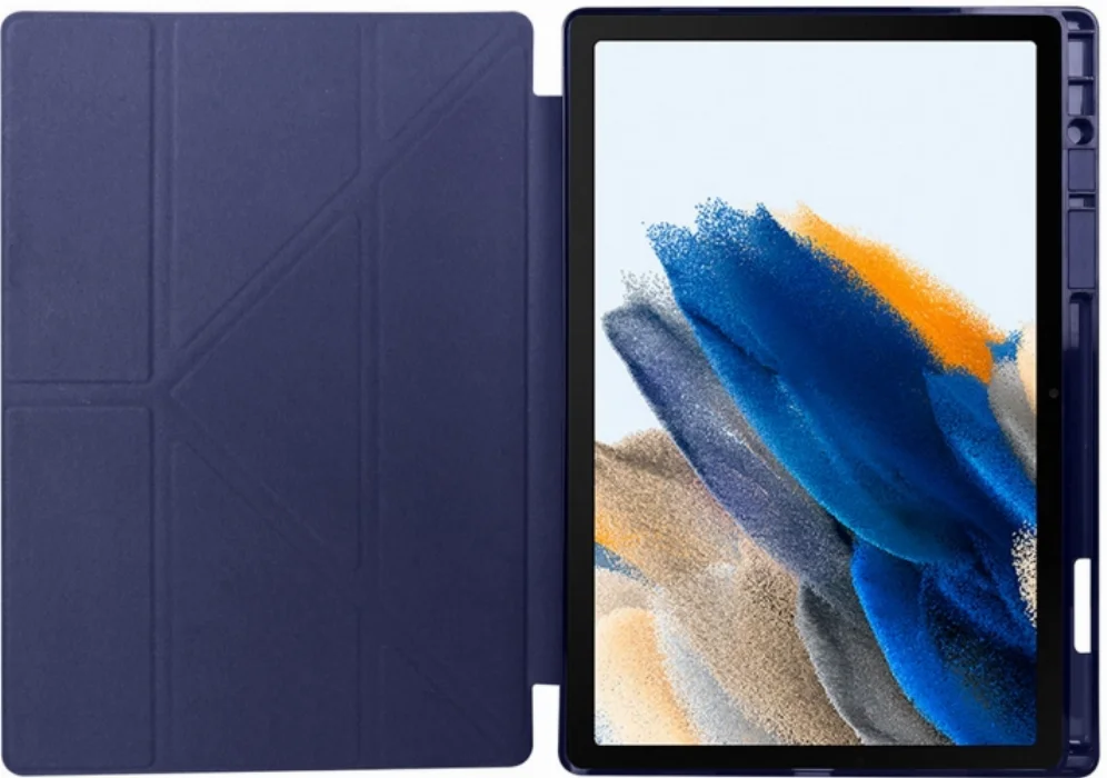 Samsung Galaxy Tab A8 10.5 SM-X200 Tablet Kılıfı Standlı Tri Folding Kalemlikli Silikon Smart Cover - Lacivert