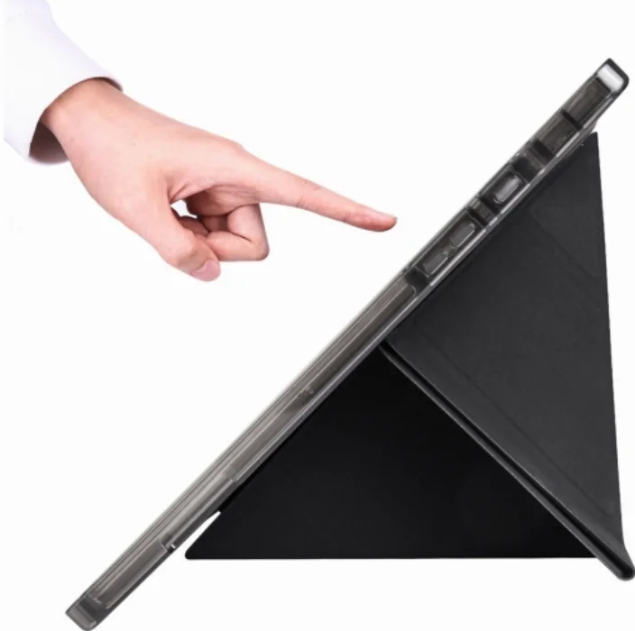 Samsung Galaxy Tab A8 10.5 SM-X200 Tablet Kılıfı Standlı Tri Folding Kalemlikli Silikon Smart Cover - Siyah