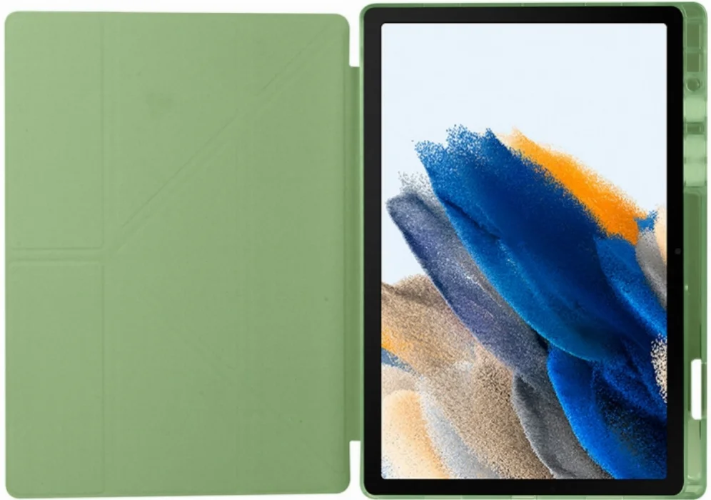 Samsung Galaxy Tab A8 10.5 SM-X200 Tablet Kılıfı Standlı Tri Folding Kalemlikli Silikon Smart Cover - Yeşil