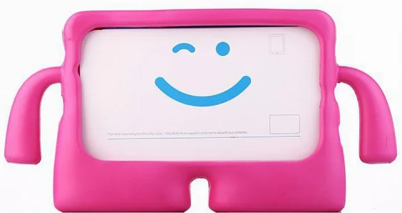 Samsung Galaxy Tab E SM-T560 Kılıf Çocuklar İçin Standlı Eğlenceli Korumalı Silikon Tablet Kılıfı - Pembe