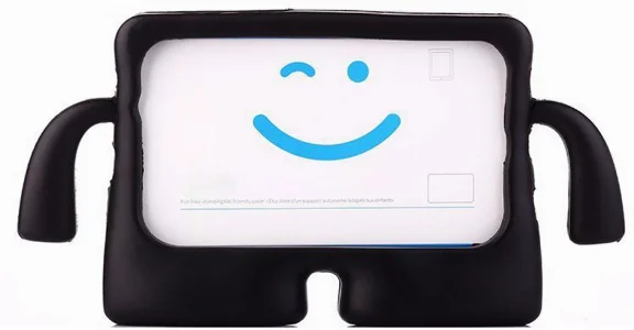 Samsung Galaxy Tab E SM-T560 Kılıf Çocuklar İçin Standlı Eğlenceli Korumalı Silikon Tablet Kılıfı - Siyah