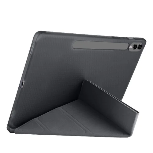 Samsung Galaxy Tab S10  Kılıf Standlı Tri Folding Kalemlikli Silikon Smart Cover - Kırmızı