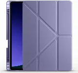 Samsung Galaxy Tab S10  Kılıf Standlı Tri Folding Kalemlikli Silikon Smart Cover - Mor