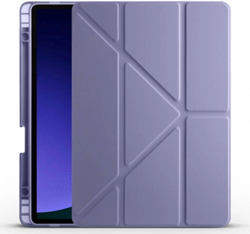 Samsung Galaxy Tab S10  Kılıf Standlı Tri Folding Kalemlikli Silikon Smart Cover - Mor