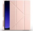 Samsung Galaxy Tab S10  Kılıf Standlı Tri Folding Kalemlikli Silikon Smart Cover - Rose Gold