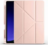 Samsung Galaxy Tab S10  Kılıf Standlı Tri Folding Kalemlikli Silikon Smart Cover - Rose Gold