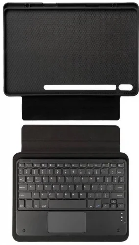 Samsung Galaxy Tab S10 Plus Klavyeli Kılıf Zore Border Keyboard Bluetooh Bağlantılı Standlı Tablet Kılıfı - Siyah