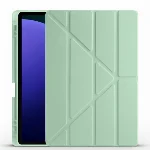 Samsung Galaxy Tab S10 Plus Tablet Kılıfı Standlı Tri Folding Kalemlikli Silikon Smart Cover - Açık Yeşil