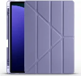 Samsung Galaxy Tab S10 Plus Tablet Kılıfı Standlı Tri Folding Kalemlikli Silikon Smart Cover - Mor